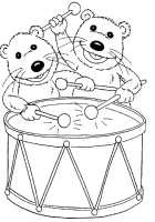 A coloring page of bear in the big blue house